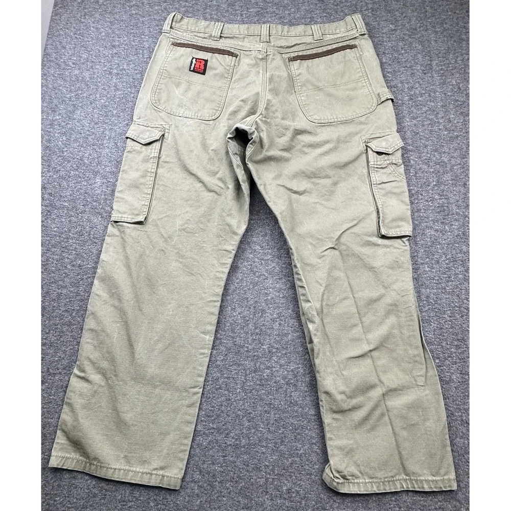 Wrangler Riggs Canvas Double Knee Cargo‎ Pants Green Carpenter Men's 38x30 Work